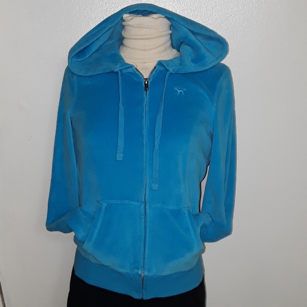 Women's Victoria Secret Pink Blue Hooded Sweater